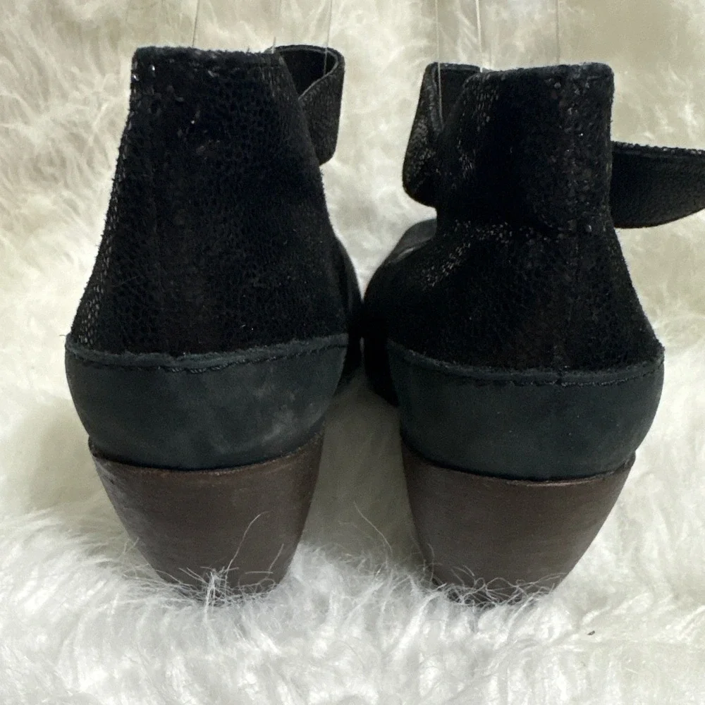 Wolky Black Metallic Textured Leather Mary Jane Block Heel Pumps Womens Size 40